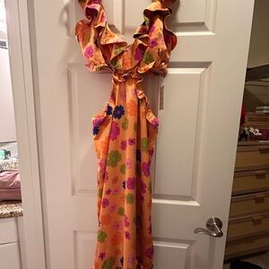 Show Me Your MuMu Orange Floral Halter Dress